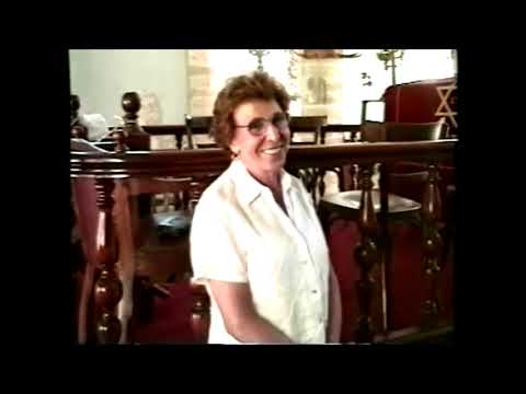 Stella Levi speaking June 2002 at the Kahal Shalom in Rhodes