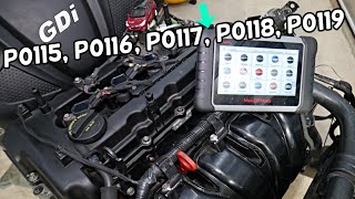 HYUNDAI TUCSON CODE P0115 P0116 P0117 P0118 P0119 COOLANT TEMPERATURE SENSOR ENGINE LIGHT ON