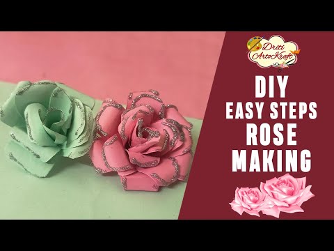 DIY EASY STEPS ROSE MAKING | PAPERCRAFT ROSE TUTORIAL | ROSE FLOWER | DRITI ARTOKRAFT