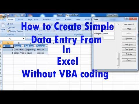 data entry form inexcel 2007