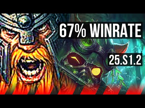 OLAF vs TEEMO (TOP) | 67% winrate, Legendary, Rank 12 Olaf | NA Challenger | 25.S1.2