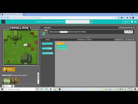 L14-1 |Code.org | Express-2021 | Lesson 14: Looking Ahead with Minecraft | level 1