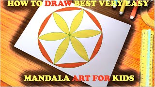 HOW TO DRAW BEST VERY EASY MANDALA ART FOR KIDS