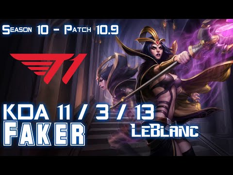T1 Faker LEBLANC vs PANTHEON Mid - Patch 10.9 KR Ranked