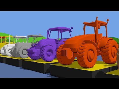 Learn Colors with Tractor & Cartoon Animation for Kids and babies | Kolory TRAKTORY dla dzieci