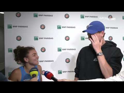 Jannik Sinner and Jasmine Paolini joke in the mix zone during Roland Garros 2025 🦊😃❤️