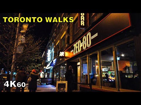 Saturday Night on the Danforth in November [4K Toronto walk]
