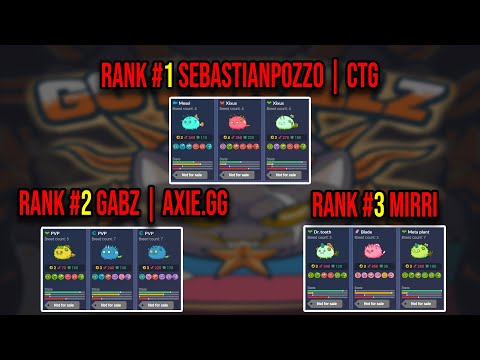 TOP 3 Leaderboard | sebastianpozzo | CTG , Gabz | Axie.gg , Mirri | Game Play | Axie Infinity