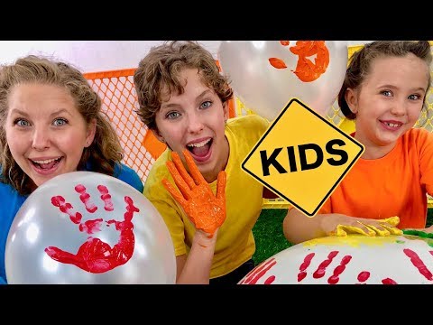 Color Balloon Paint Hand Prints with Sign Post Kids!