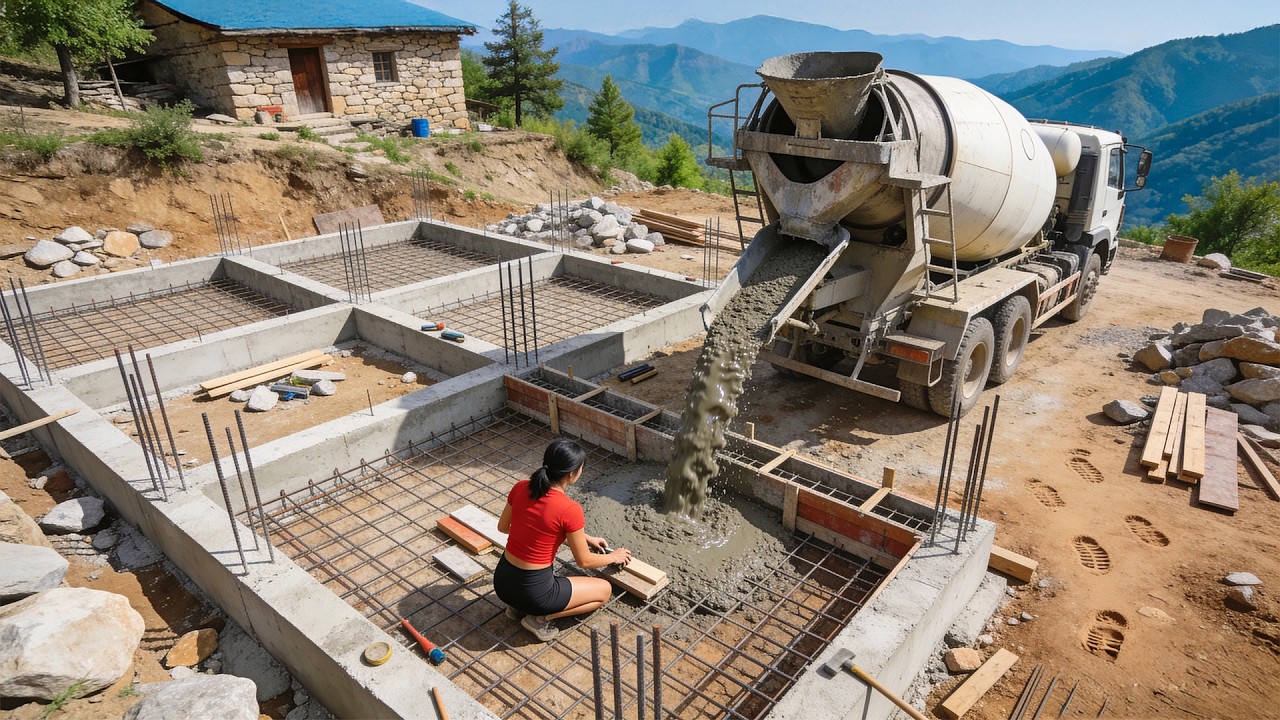 TIMELAPSE --  Builds Off-Grid Villa in the Mountains in 210 Days | from Start to Finish