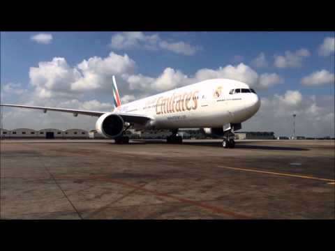 Emirates 777-300ER Real Madrid arriving at gate at CMN