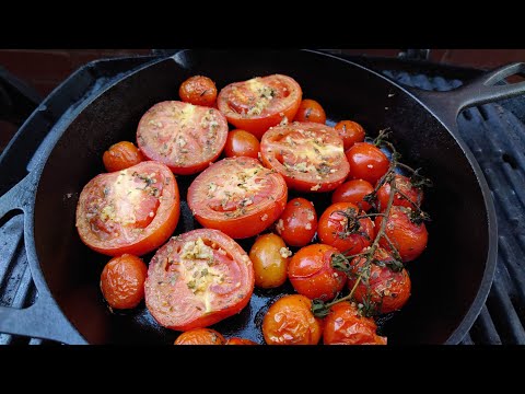ROASTED TOMATOES with Herbs and Garlic | Skillet Recipe on the Weber Q