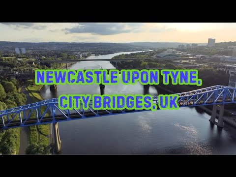 Newcastle City Bridges, Newcastle Upon Tyne, England, Drone footage