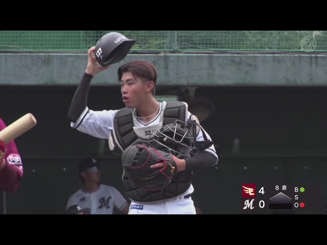 【ファーム】強肩発動!! マリーンズ・富山紘之進 見事な送球で盗塁阻止!! 2025年9月11日 千葉ロッテマリーンズ 対 東北楽天ゴールデンイーグルス
