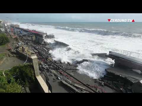 Ciclone Harry panoramica da drone della zona Barracca lungomare Santa Teresa di Riva