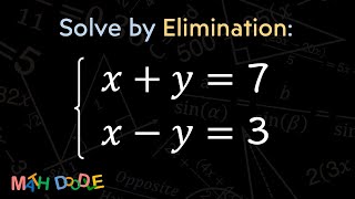 [Bite-Size Guide] Solve the System of Linear Equations by Elimination: 𝑥 + 𝑦 = 7 and 𝑥 – 𝑦 = 3