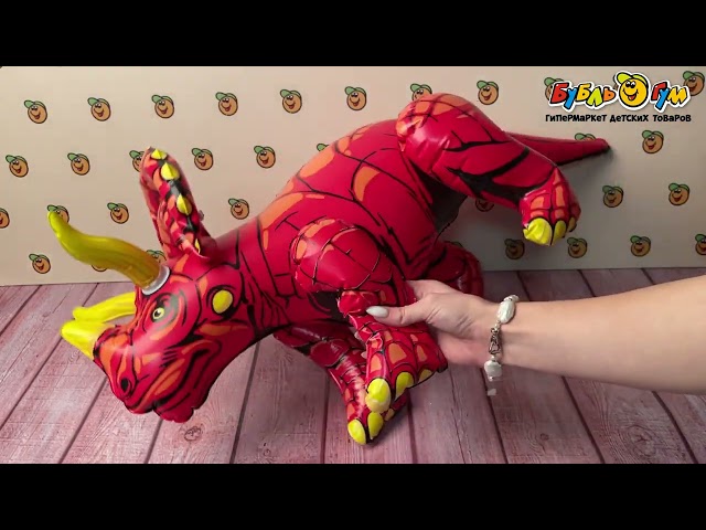 Игрушка надувная Трицератопс 74х27х37см - видео