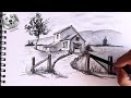 How to Draw a House in 2 Point Perspective in Landscape