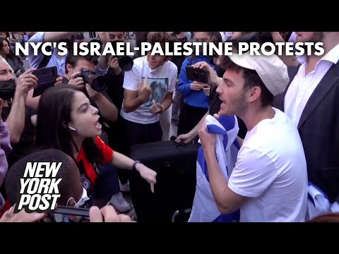 Pro-Palestine and pro-Israel protesters clash in Times Square YouTube 21 May 2021_#76