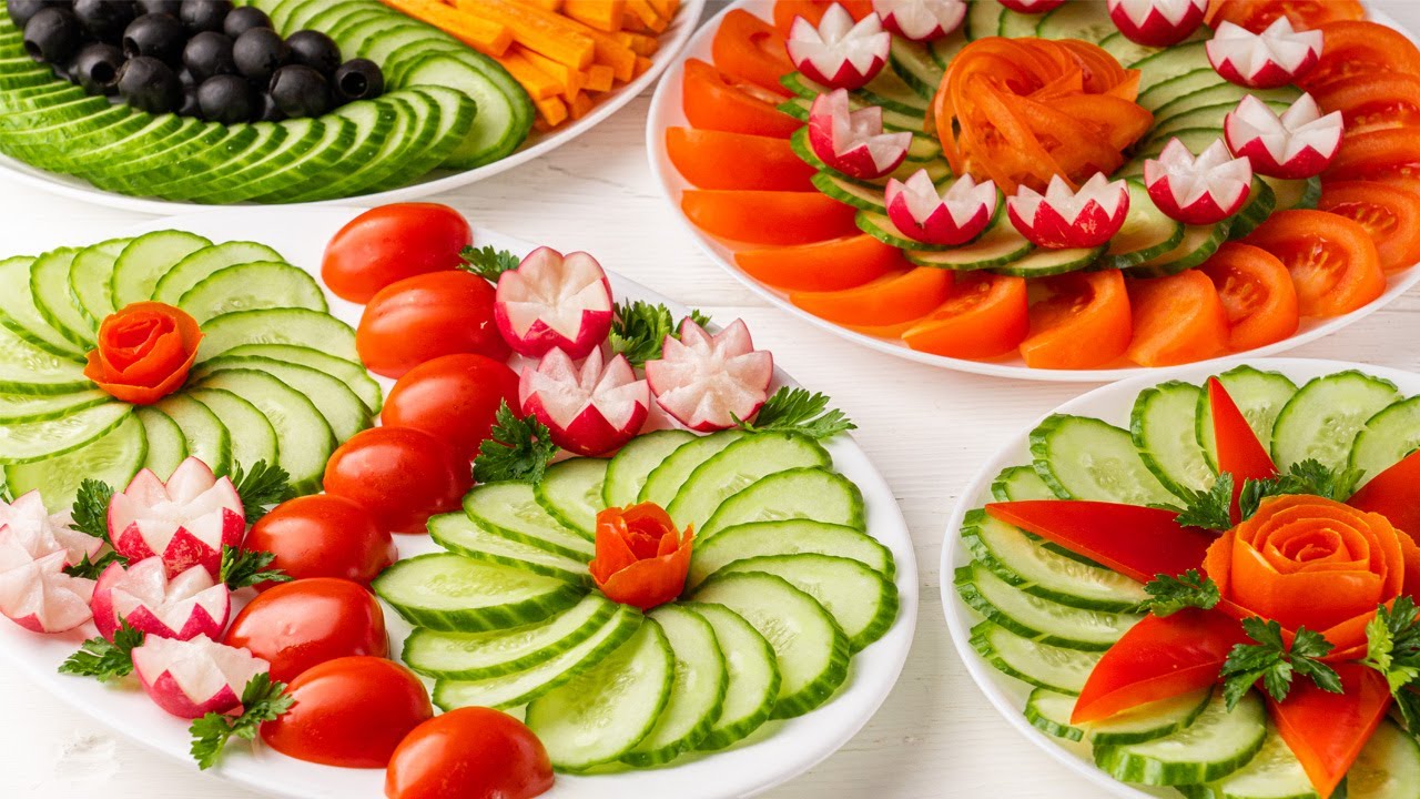 Piękne krojenie warzyw na świątecznym stole!  Jak pięknie kroić warzywa zwykłym nożem!