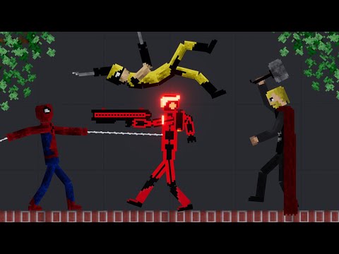 Hi-Tech Soldier Fight Against Spiderman and Super Heros in People Playground