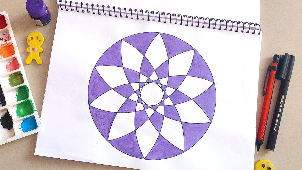 Geometric Vector Pattern || Simple Geometric Drawing || 10 Point Star Pattern || Learn & Art