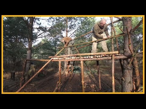 Bushcraft Camp [S01/E05] Dach wird fertig - Lagerbau Outdoor Shelter