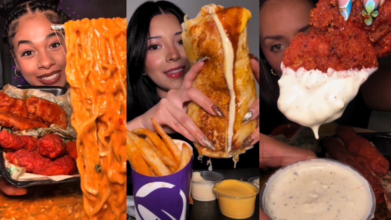 TIKTOK Mukbang Compilation🍗| Buldak Noodle, Dave's Hot Chicken, Wingstop, Taco Bell, Seafood & More!