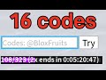 ALL 16 DOUBLE xp codes in 1 minute.. (Blox Fruits)