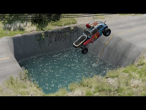 Cars VS Giant Water Hole | BeamNG Drive