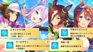 【ウマ娘】「疲れにくくなる」と「持久力回復」に差はある？じゃじゃウマ娘vsクールダウンvs好転一息vs円弧のマエストロで比較検証