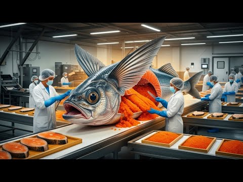 Inside the giant Flying Fish (Tobiko) Factory: From Airborne Catch to Sushi Roe (Full Process)