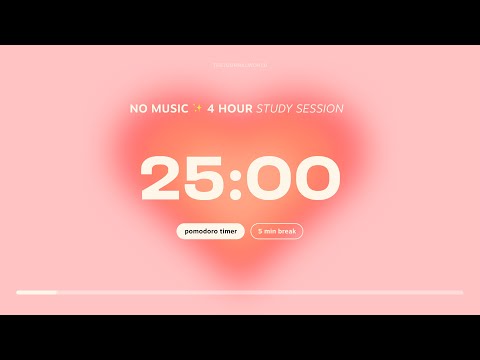 4-hour Pomodoro Timer for Studying 🧡 25 min Study Session, 5 min breaks | Aesthetic Back to School