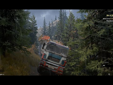 Transporting an oversized construction trailer with AZOV 67096"ATOM"_SNOWRUNNER.