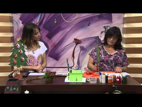 Mulher.com 12/12/2014 - Christmas tree painting on MDF by Cleo Squarizi Part 2