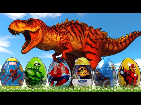 All Spiderman T-Rex vs SuperHero Dinosaurs Battle in Jurassic World Rebirth Evolution 2025