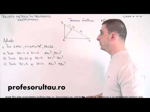 23   cls7   Relatii metrice in triunghiul dreptunghic   teorema inaltimii   exercitii   partea 1