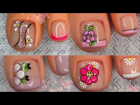 UÑAS DECORADAS CON FLORES FÁCILES Y HERMOSAS 😍💅🦶🏼