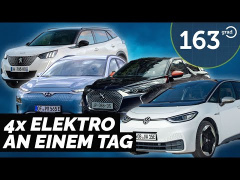 4 Elektroautos an einem Tag: VW ID.3 | DS 3 Crossback | Peugeot 2008 | Hyundai Kona | 163 Grad