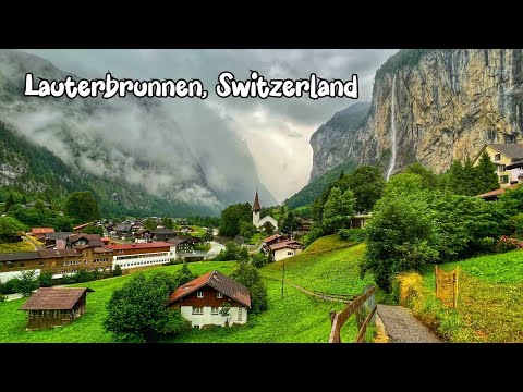 Lauterbrunnen, Schweiz, Spaziergang an einem regnerischen Tag 4K – Ein Paradies auf Erden