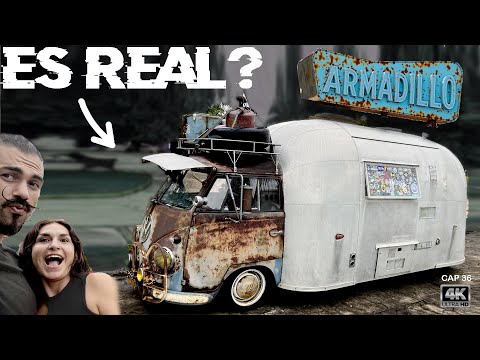 😧THE ARMADILLO 😍 COMBI model 1956 JOINED to a 1960 AIRSTREAM🤯 #Vancreando #Buslife #pizza