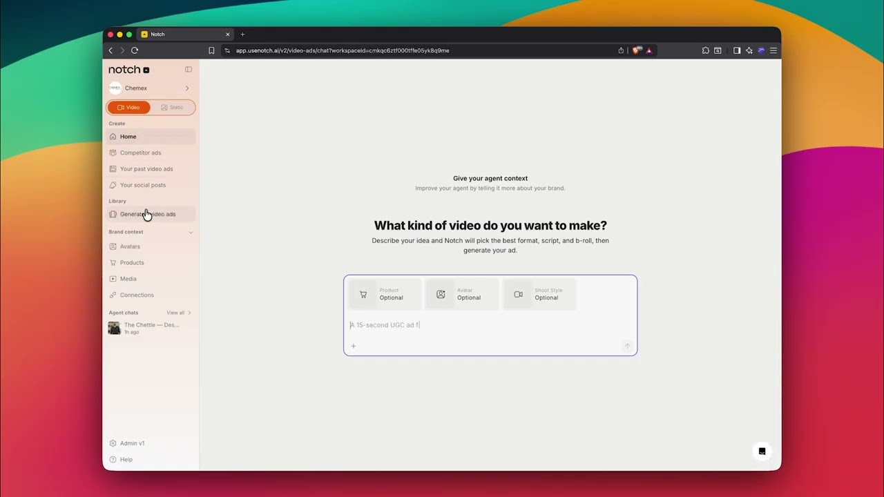 Video and static ad creation modes