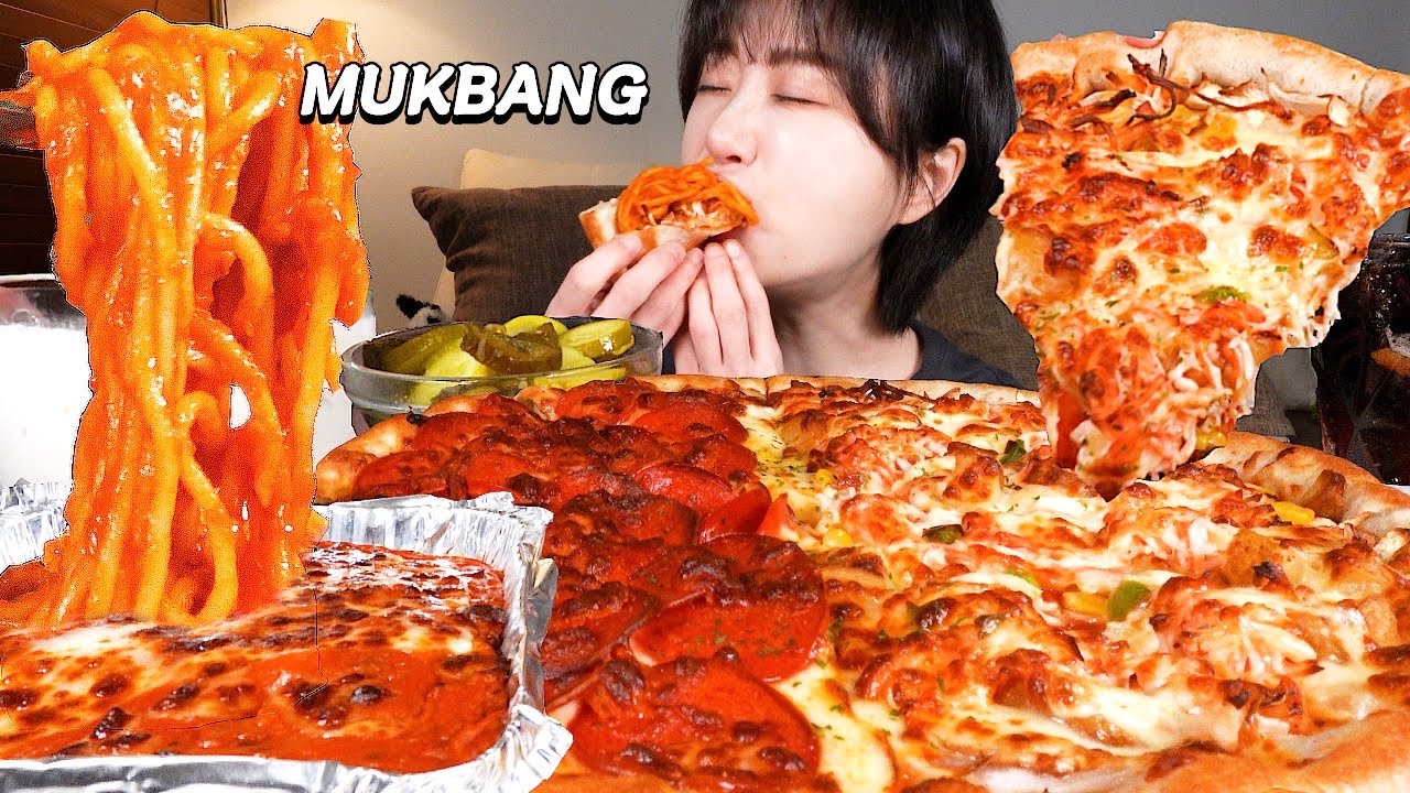 💗페퍼로니,게살크림피자🍕치즈오븐스파게티🍝 클램차우더스프 먹방🤍 Pepperoni & Creamy Crab pizza, Cheesy B