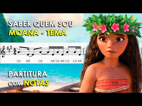 Saber Quem Sou | Partitura com Notas para Flauta Doce, Violino | Moana