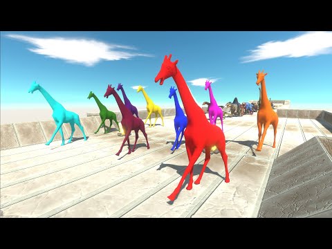 Race to eat Neon Giraffes - Animal Revolt Battle Simulator