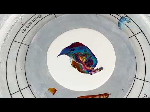 418. Sheleeart - Acrylic Pouring - Bright T-Rex Skull