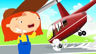 A Doutora McWheelie conserta um helicóptero. Desenho infantil animado. Animação infantil
