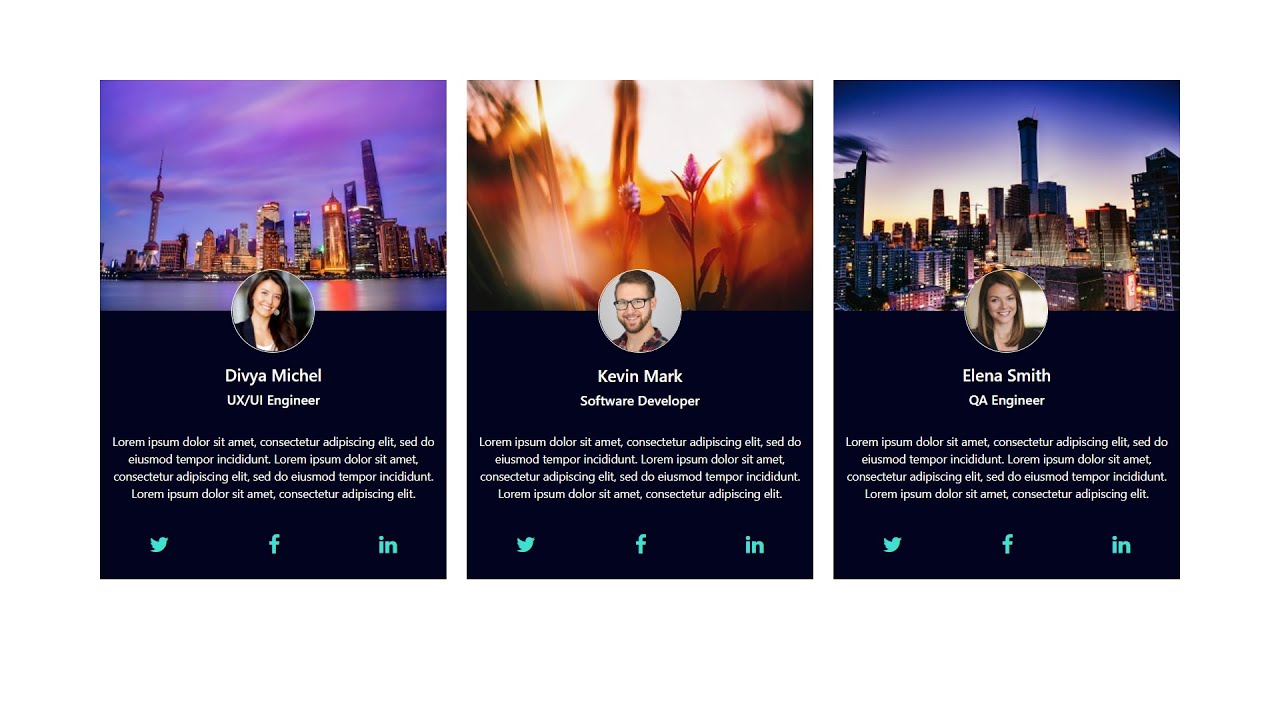 Responsive Profile Cards With Hover Effect Using HTML, CSS & Bootstrap