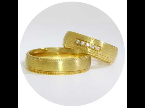 Verighete Cuplu Aur 14 k Galben Mat 5 Diamante Naturale | Prague