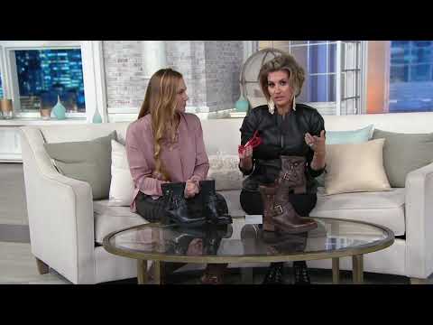 Earth Leather Mid Boots with Side Buckle and Zipper- Drumlin on QVC